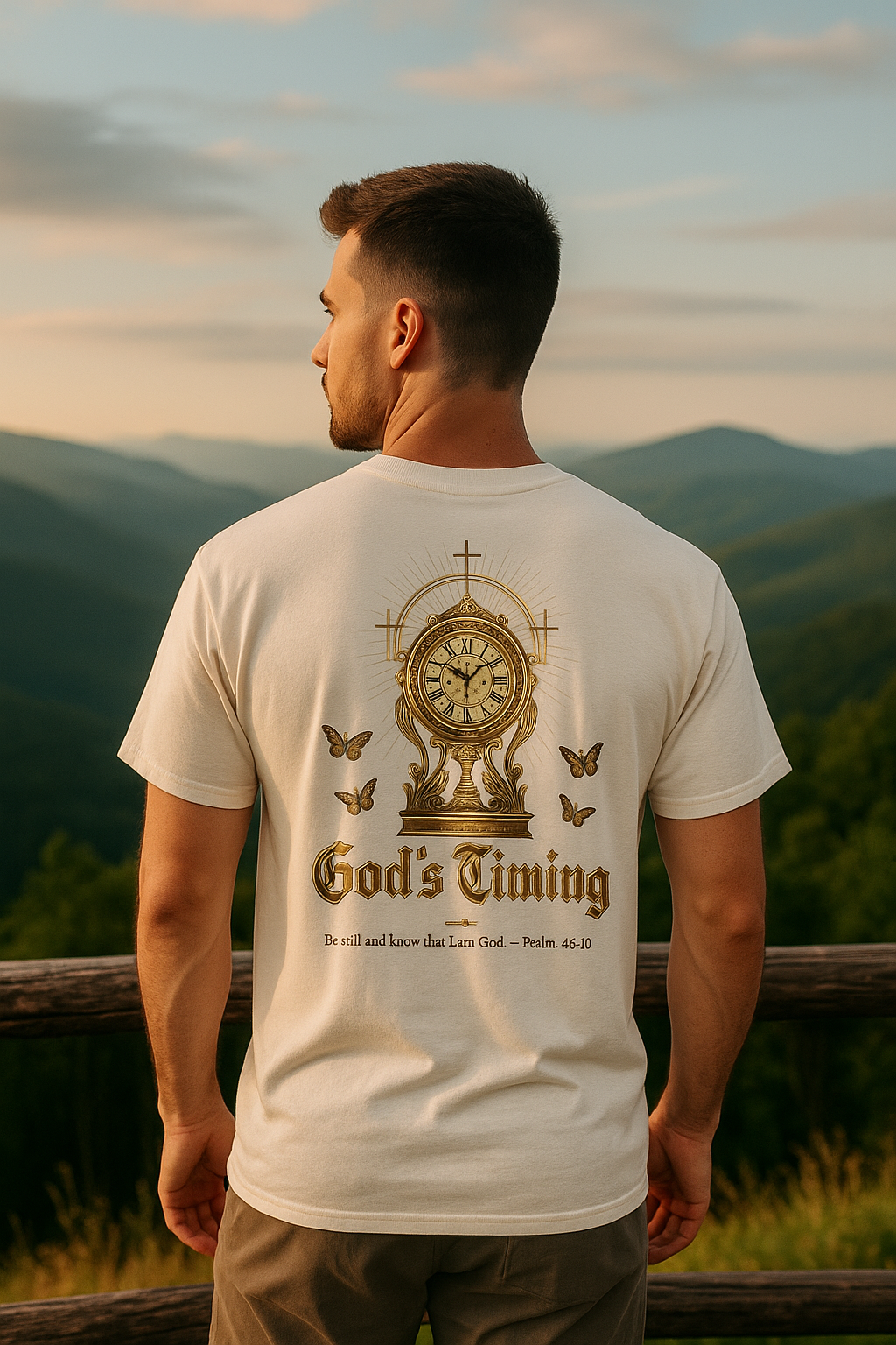 “God’s Timing Christian T-Shirt – Psalm 46:10 Scripture Tee l Immense Faith Apparel